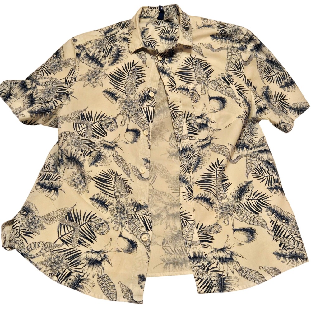 H&M Divided Tropical Print Button Up Shirt Short Sleeve Casual Size S